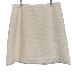 J.Crew Wool Blend Mini Skirt Size 14 Beige Tweed Lined A-Line